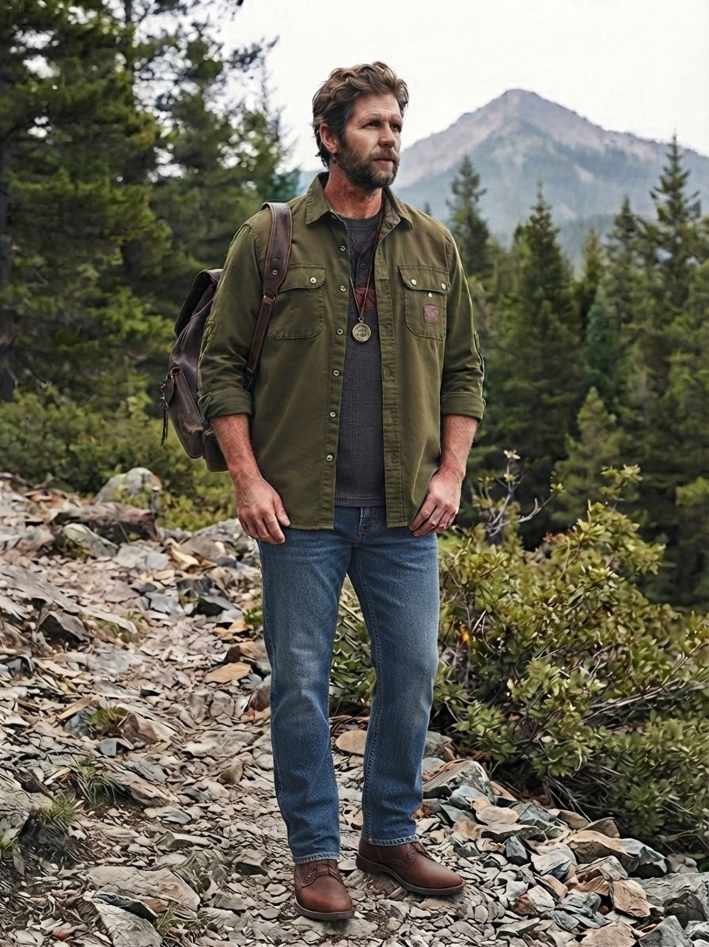 The Australian Outback Collection dark olive Green Utility Shirt L Gorpcore